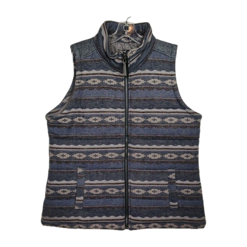 Cruel Denim Full-zip Vest Women's XL Gray-tones Southwest Aztec‎ Pattern